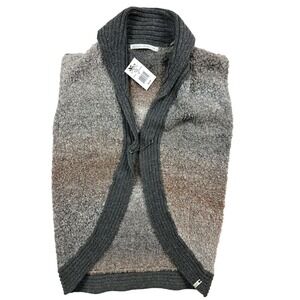 Woolrich Knit Open Front Sleeveless Cardigan Vest Womens size M Heather Gray NWT